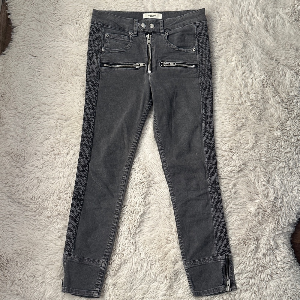 Isabel Marant PELONA Sz 0-2 women’s Gray Skinny Jeans with Zipper Details